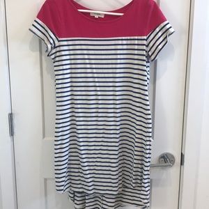 Pink and Blue Striped High Low Dress